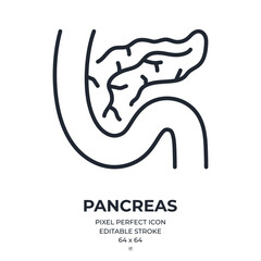 Wall Mural - pancreas editable stroke outline icon isolated on white background flat vector illustration. pixel p