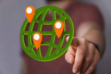 green 3d planet earth with big data