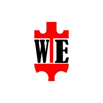WE red crown shield letter logo