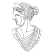greek roman woman goddess head single line style