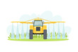 Crop sprayer or liquid fertilizer applicator, agricultural farming machinery vector illustration