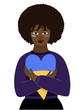 African american girl with brown hair hugs a heart with the colors of the flag of Ukraine. Save Ukraine. Support for Ukraine. No war. Only peace in the world. Vector illustration