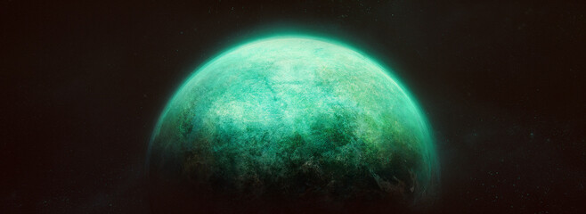 Wall Mural - green planet in space.