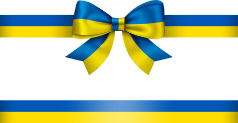 Bow and ribbon with ukraine flag colors. blue and yellow bow with ribbon