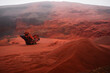 Red sand quarry. Seydisholar crater. Martian landscape in Iceland