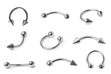 Canvas Print - Set with different piercing jewelry on white background