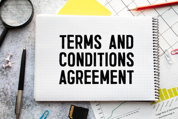 Poster - text Terms and Conditions Agreement, business concept.