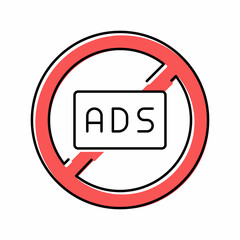 ads crossed out mark color icon vector illustration