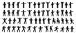 Big set of people silhouettes. Collection of black human figures for infographics. Vector illustration