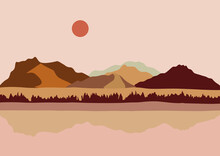 The Mountains Abstract Landscape. The 'Mountains' Collection With Day And Night Landscape Maker Shapes, Abstract Colours, Pre-made Posters To Create Unique And Home Decor, Blogging, Posters.