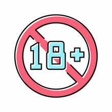 18 Age Restriction Color Icon Vector Illustration