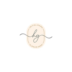 H G HG Initial handwriting logo template vector