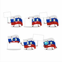 Poster - Russia flag cartoon character bring information board