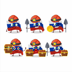 Canvas Print - miners russia flag cute mascot character wearing helmet