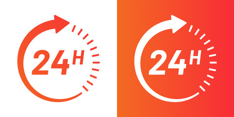 Aufkleber - 24h or 24 hours clock arrow icon vector in graphic design.