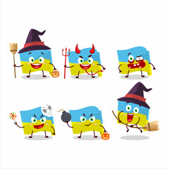 Wall Mural - Halloween expression emoticons with cartoon character of ukraine flag