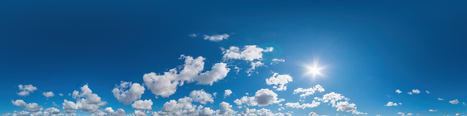 Wall Mural - blue sky panorama with cirrus clouds. seamless hdr 360 degree pano in spherical equirectangular form