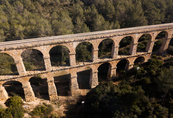 Wall Mural - Pont de les Ferreres or Devil Bridge Aqueduct, historical monument and world heritage, Tarragona, Spain