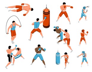 Poster - Isometric Boxing Kids Set