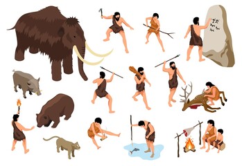 Sticker - Isometric Primitive People Set