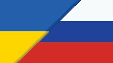 Flags Of Ukraine And Russia.
