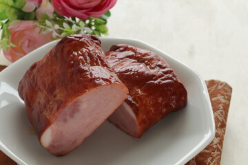 Sticker - Halved cut roasted pork for Chinese food image