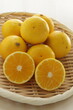 Japanese Shonan Golden mandarin orange on bamboo basket