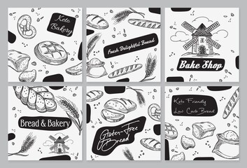 Wall Mural - Bakery banner design set, vector illustration.