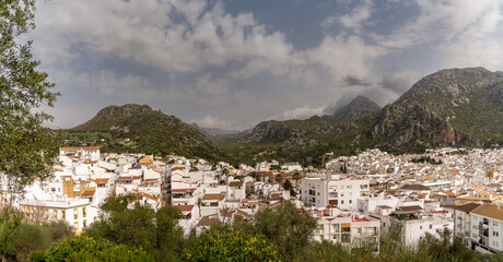 Sticker - panorama view of the idyllic whitewashed Andalusian town of Ubrique in the Los Alcornocales Nature Park