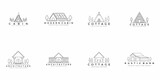 Fototapeta Miasto - building logo set icon design architecture rustic barn cabin vector illustration line art outdoor nature business