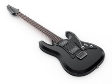 Generic Black Electric Guitar Isolated On White Background. 3D Illustration