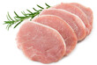 raw pork meat with rosemar isolated on white background. Clipping path and full depth of field