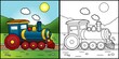 Steam Locomotive Coloring Page Illustration