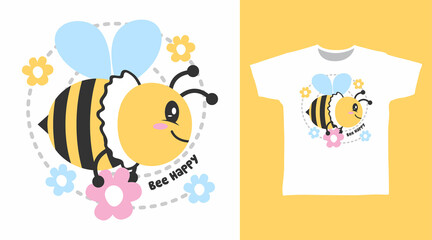 Cute honey bee tee designs concept