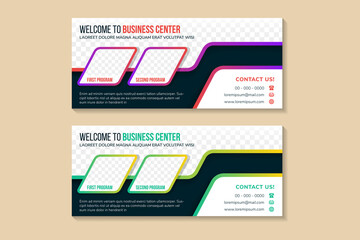 Poster - Abstract banner design web template Set, Horizontal header web banner. Modern Geometric cover header background for website design, Social Media Cover ads banner, flyer, invitation card