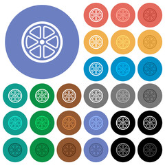 Poster - Lemon slice outline round flat multi colored icons