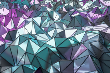Poster - Creative triangular mosaic backdrop. Texture and design concept. 3D Rendering.