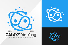 Galaxy Yin Yang Logo Design Vector Illustration Template