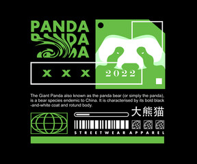 Sticker - Panda Graphic Design for T shirt  Street Wear and Urban Style