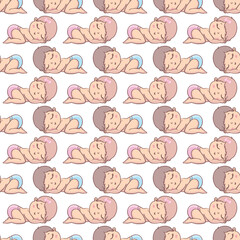 Seamless pattern with colorful baby footprints in vector