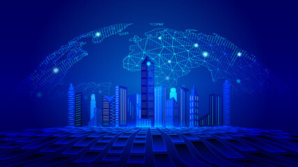 Poster - Point line earth future city architecture future technology sense city concept