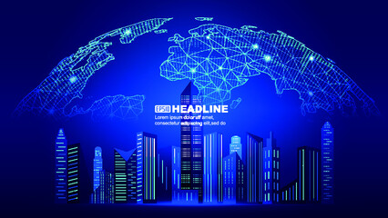 Poster - Point line earth future city architecture future technology sense city concept