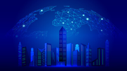 Poster - Point line earth future city architecture future technology sense city concept