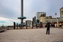 February 3, 2022. British Airways I360. Brighton East Sussex England. The Man Is Taking Pictures.
