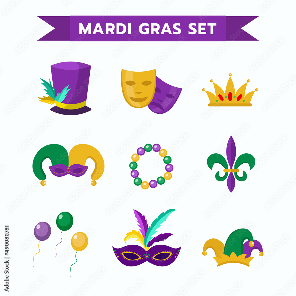 mardi gras icon set collection design Stock Vector | Adobe Stock