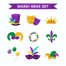Mardi Gras Icon Set Collection Design