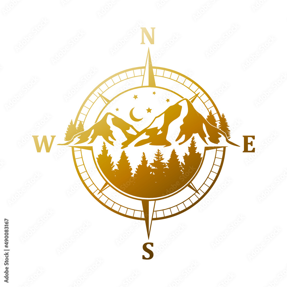 Mountain Compass Illustration Clip Art Design Shape. Adventure ...