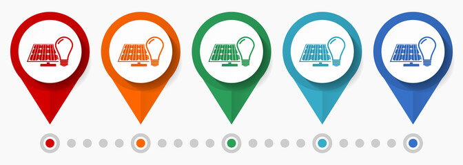 Fototapete - Solar, photovoltaic energy concept vector icon set, flat design renewable pointers, infographic template easy to edit