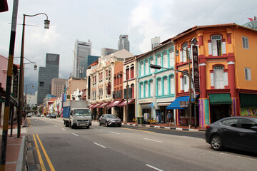 Wall Mural - street (south bridge road) and buildings (houses) in singapore 