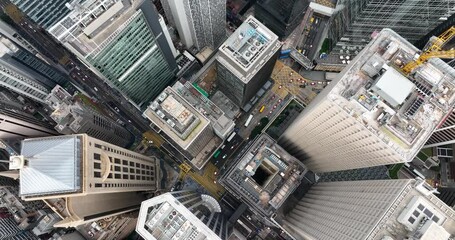 Fototapete - Top down view of Hong Kong business district